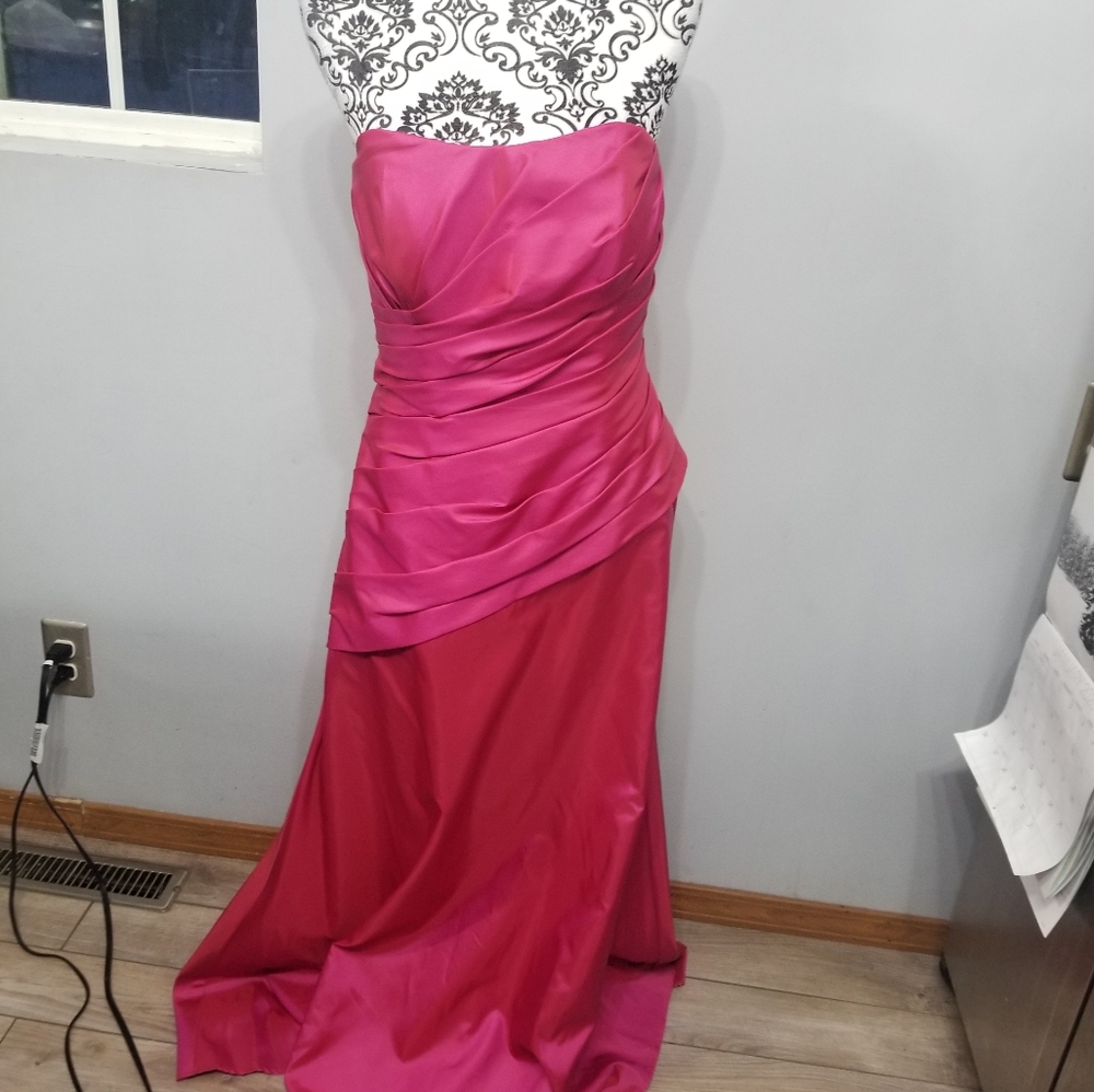 Mori Lee Fuchsia corset ruched middled sz 13